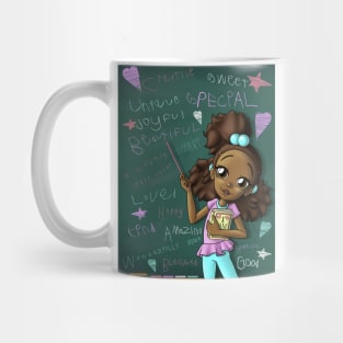 African American Girl Brown and Positive Words Mug